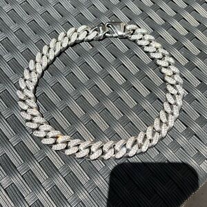 Stainless steel chunky necklace with bling 18 inches